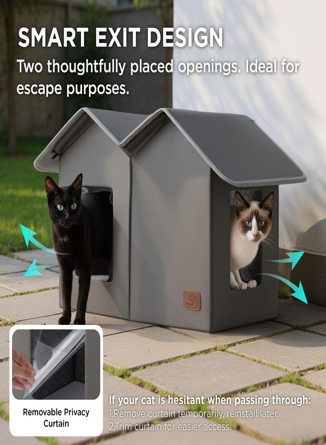 بيد شور بيت قطط خارجي مقاوم للعوامل الجوية من Bedsure - مأوى واسع للغاية معزول للقطط الضالة بقاعدة مرتفعة في الشتاء، مخبأ خارجي مقاوم للماء للحيوانات الأليفة للقطط الضالة، 22.5 × 12.5 × 13.25 بوصة، رمادي - Image 4